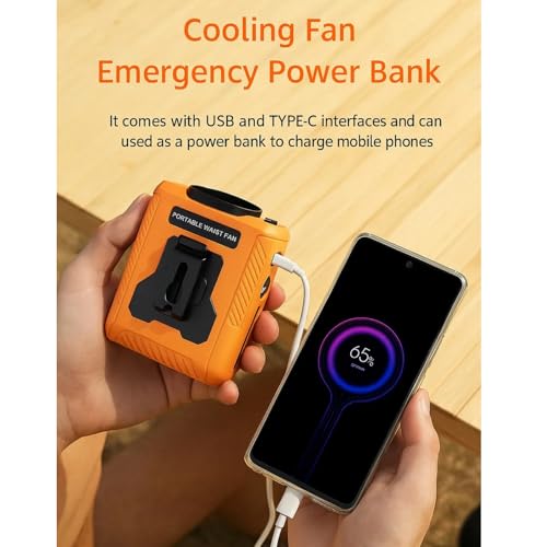 Ventilateur de taille ThreeH 100 vitesses portable et orange étanche - 5