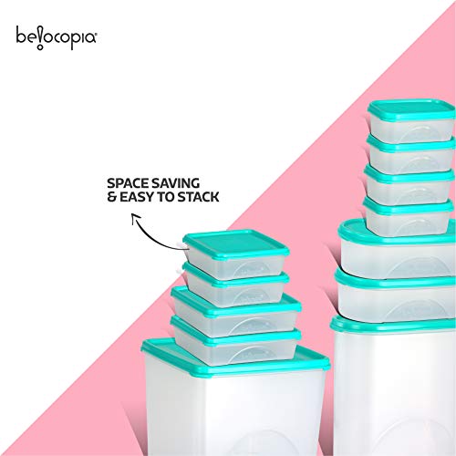 Image of Belocopia - 15 Piece Storage Container for Kitchen Set (11.25 L), Aqua Green