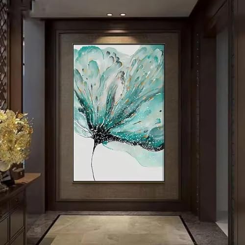 Art mural de prestige avec cette toile florale bleue encadrée
