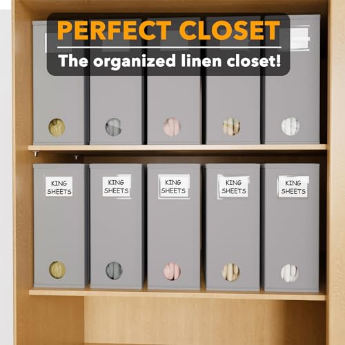Image of SpaceAid 10 Pack Bed Sheet Organizers and Storage, Foldable Sheet Organizer for Linen Closet, Sheets Set Folder Keeper with Window XL (Queen & King Size) Organizing Bedding Container, Gray