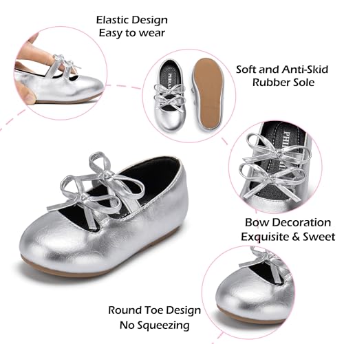 Image of PHIRAMIN Toddler Flower Girl Dress Shoes - Little Girl Mary Janes Flats Wedding