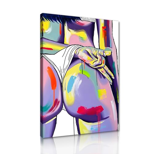 MAMAGO Colorful Sensual Woman Wall Art Nude Sexy Naked Abstract Feminine Women Pictures Art Wall Decor for Bedroom Bathroom Hotel Nice Ass Butt Wall Decor Convenient to Hang-12x16 Inches