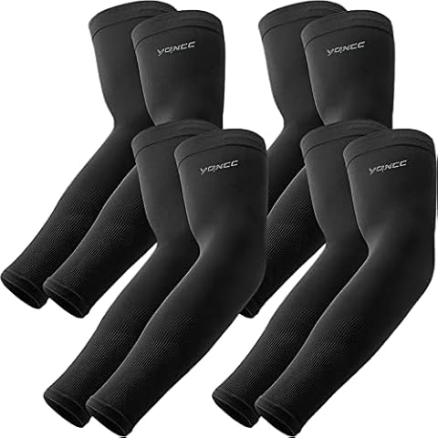 YQXCC 4 Pairs UV Sun Protection Arm Sleeves - Tattoo Cover Up - UPF 50 Sports Compression Cooling Sleeve for Men & Women Cover