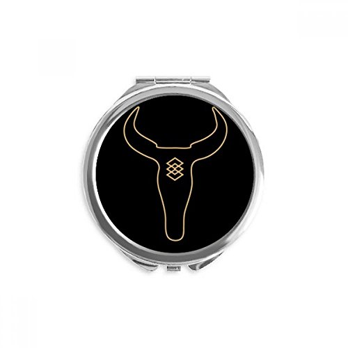 Miroir de poche totem taureau géométrique rond et portable pour maquillage quotidien