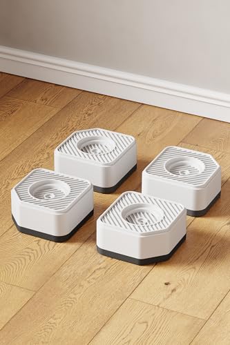 YUYUTORI 洗濯機 かさ上げ台 高さ調節・防音・防振ゴムマット 乾燥機・冷蔵庫用置き台 取り外し可能 家具に傷防止 積み重ね使用可能 滑り止め 床に傷防止 振動吸収 かさ上げ用 高さ45mm 4個入り 耐荷重約1000kg ホワイト