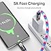 Brandone C to C 240w Charging Cable with Wearable Bracelet Design, 5a Fast USB-C Phone Lanyard Charging Cable, 2 in 1 Portable Type C Phone Charger Cables (Blue, Short)