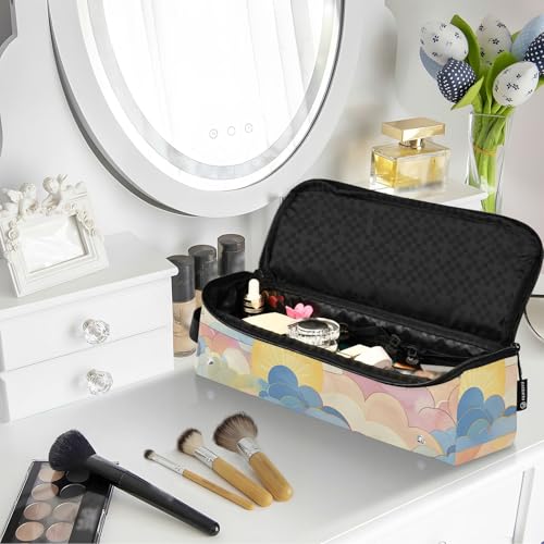 Organizador portátil para herramientas de peinado con diseño de nubes pastel, incluye tapete resistente al calor para plancha alisadora, rizador y otras herramientas miniatura 7