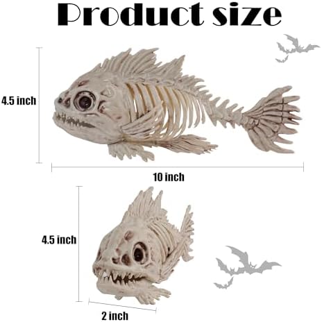 41ZABwZ+kGL._AC_ NEROSUN Halloween Fish Skeleton Decorations, 3 Pieces 10 Inch Animal Skeleton Plastic Realistic Bones Herringbone Prop for Haunted House Halloween Party Decoration