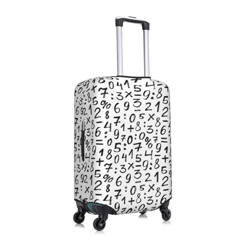 White Math Print Black Luggage Cover Protector Anti-Scratch Washable Fits 18-32 Inch Luggage-Small3
