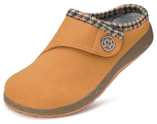 Eagsouni Women's Men's Wide Slippers Suede Slippers,Yellow,Wide 37 EU