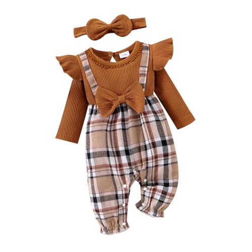Baby Girl Clothes Fall Winter Outfits Ruffles Plaid Romper Long Sleeve Bodysuit One Piece Jumpsuit 0-18 Months