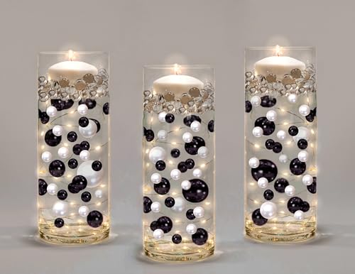 Image for 'Floating' Black & White Pearls Vase Decorations 