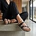 CUSHIONAIRE Luna Sandals for Women, Cork Footbed Womens Sandals for Summer Comfort with Adjustable Straps, Wide Width Available, BLACK 8W