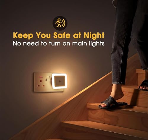 Image of MotiBaNight Light Sensor Control Square Lamp Energy Saving LED Sensor Lamp Nightlight for Children Kids Bedroom - Pack of 1 (Warm White)