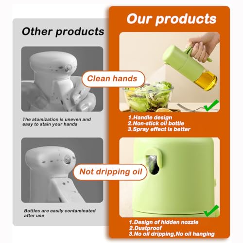 Olivenölspender,Ölsprüher zum Kochen,Ölsprühflasche Mister,Ölsprüher,210 ML Ölflasche,Neue Generation richtig Öl in Nebel sprühen(Grau) – Bild 6