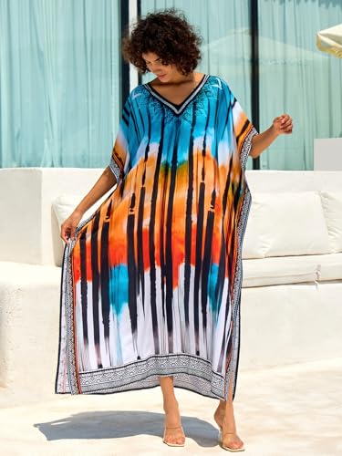 Image of NFVNKJ Women's Plus Size Beach Lounge Kaftan Maxi Dress Swimsuit Coverup for Women