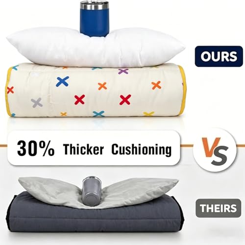 Image of Primlect Thickened Toddler Nap Mat with Removable Pillow and Minky Blanket, Extra Large 55''x35'' Sleeping Bag, Washable, Roll up, Perfect for Daycare, Preschool, Kindergarten, Boys and Girls Beige