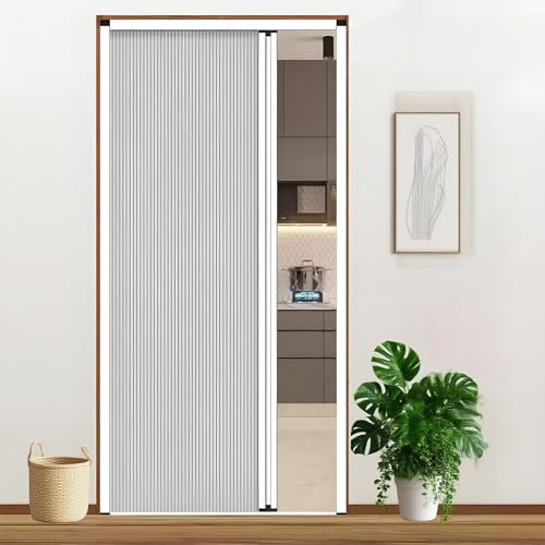 Qiczom Retractable Interior Folding Doors, 21x61 in No Drilling Aluminum