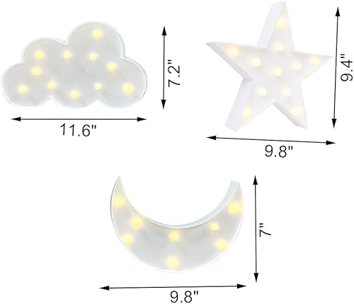 Miniatura 6 de ZUOKEMY 3 luces LED decorativas de luna creciente y nubes que se pueden colgar en la pared, luz de habitación de niños, adecuada para fiestas de