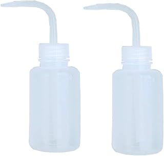 2Pcs 150ml/5.3oz White Translucent Plastic Graduated Squeeze Washing Bottles with Curved Tip Nozzle Oil Water Fluid Containers Oil Sprayers Dispensers Sprinklers Cans for Gardening Lab Supplies