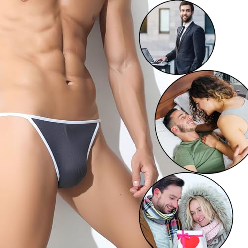 Mens Mesh Breathable Briefs,Ball Pouch Bulge Enhancing and Low Rise Underwear for Men,Soft and Comfortable4