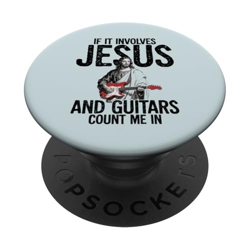 Jésus Jouant de la Guitare chrétienne Rock Fan PopSockets PopGrip Adhésif