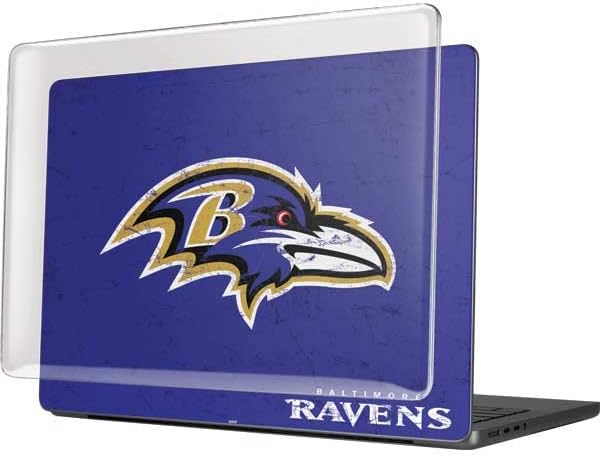 Skinit Case + Skin Compatible with MacBook Pro 14in (2021) - Officially Licensed NFL Baltimore Ravens Distressed Design