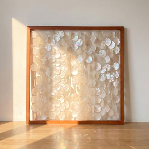 Yerliker 1 Pcs 24"x24" Capiz Shell Wall Decor Handmade Coastal