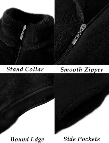 EXARUS Girls Fleece Vest Stand Collar Sleeveless Lightweight Soft Zipper with Pockets Outwear Winter Thermal 6-12Y4