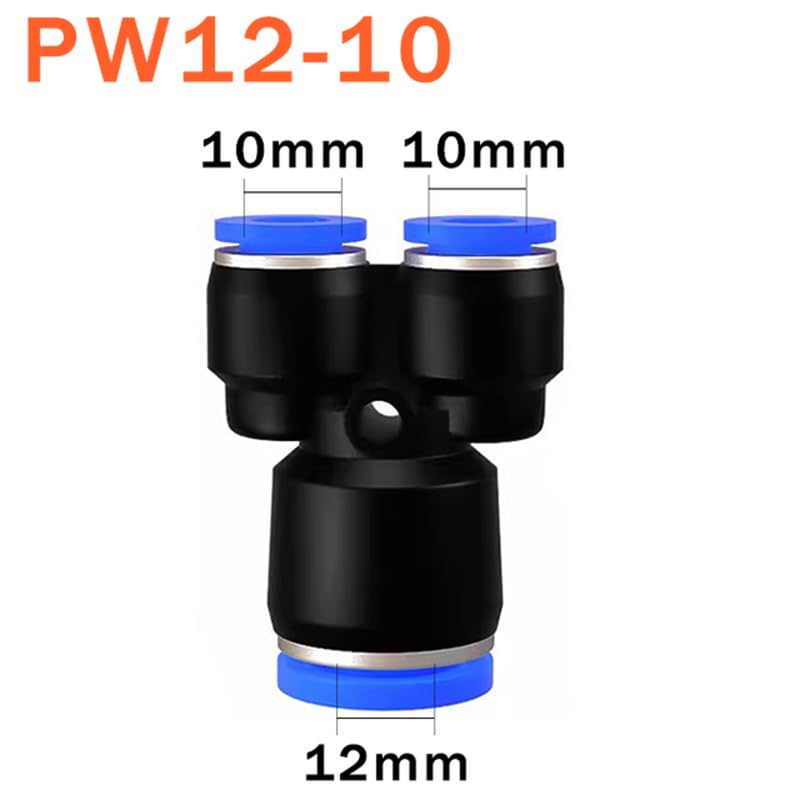 Conector neumático rápido de 12mm a 10mm en Y manguera de aire acoplamiento de plástico 3
