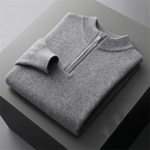 Men's Sweater Half Turtleneck Zipper Solid Color Warm Pullover Sweater Loose Knit Top Spring Autumn Pullovers3