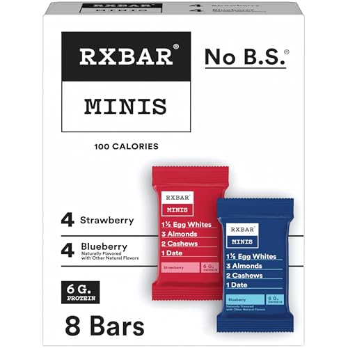 RXBAR Minis Protein Bars, Gluten Free Snacks, Breakfast Snacks, Variety Pack, 7.3oz Box (8 Bars)