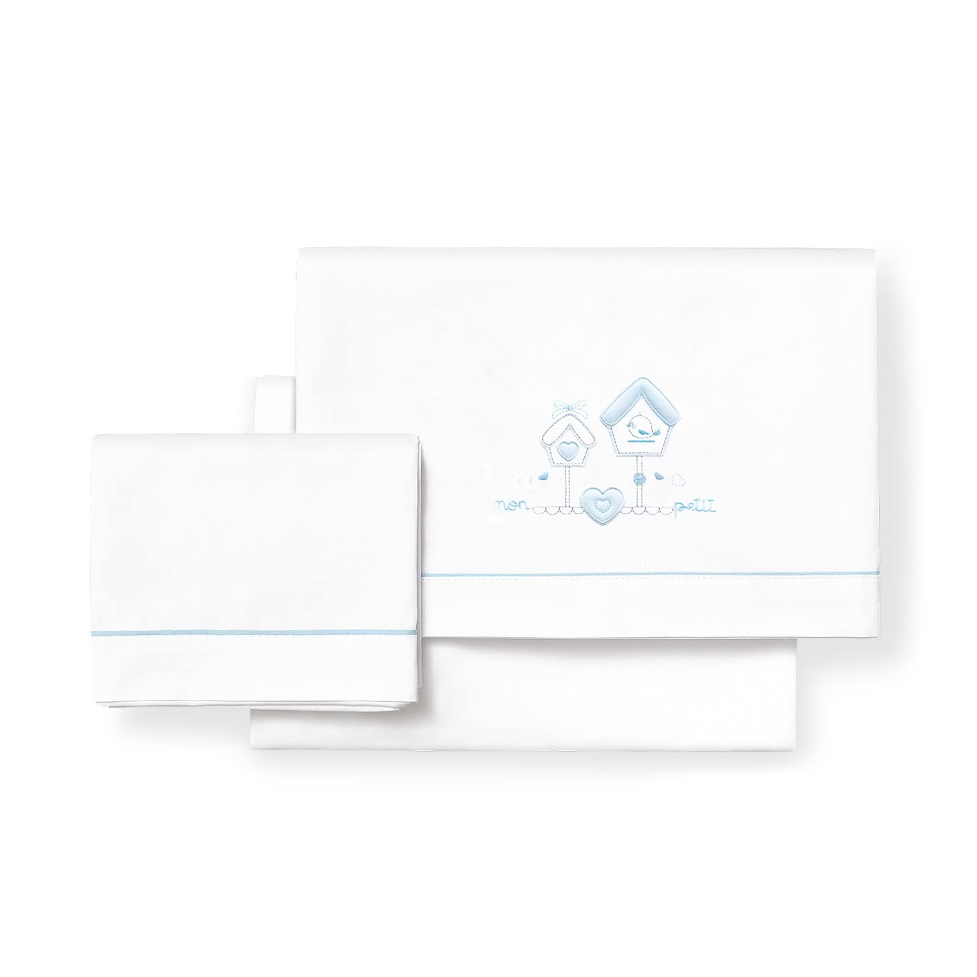 Draps de lits de bébé Mon Petit blanc et bleu en textile premium - 2