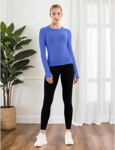 Image of MathCat Seamless Workout Shirts for Women Long Sleeve Yoga Tops Sports Running Shirt Breathable Athletic Top Slim Fit XS-XL