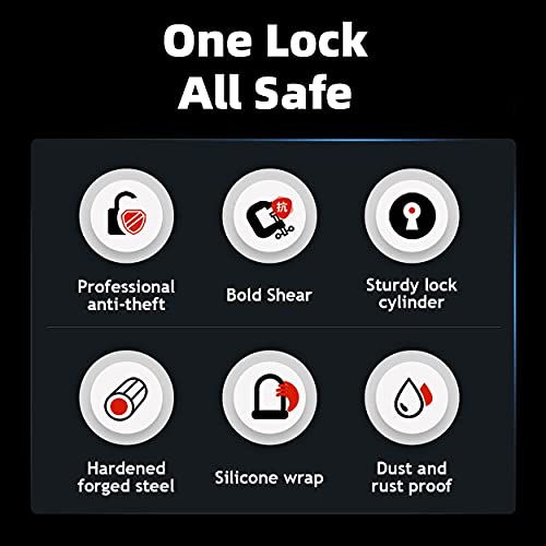 Rockbros U Lock Bike U Lock With Cable Heavy Duty Bike Lock Bicycle U Shackle 21Mm U-Lock 4 Ft Cable Mounting Bracket Scooter Motorcycles Combination Lock 3 Keys Anti Theft Red #TOP6