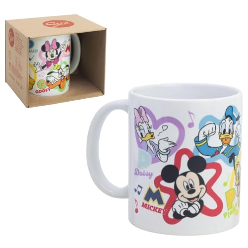 Imagen de Taza Mickey y sus amigos Disney de cerámica modelo mug con impresión sublimática tazón de desayuno 325ml para niños