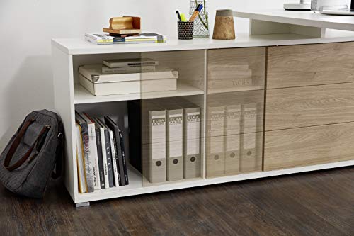 Germania Schreibtisch GW-Paseo | In Weiss und Kendal Eiche | 146 x 75 x 145 cm - 4180-535 Germania Schreibtisch GW-Paseo | In Weiss und Kendal Eiche | 146 x 75 x 145 cm