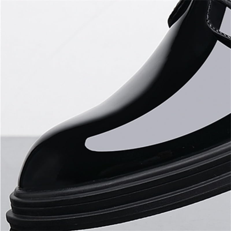 Men's Business Formal Dress Shoes Versatile Black Pointed Toe Bright Casual Leather Shoes Lace-up Low-top Slip Resistant Rubber Oxford Shoes for Men