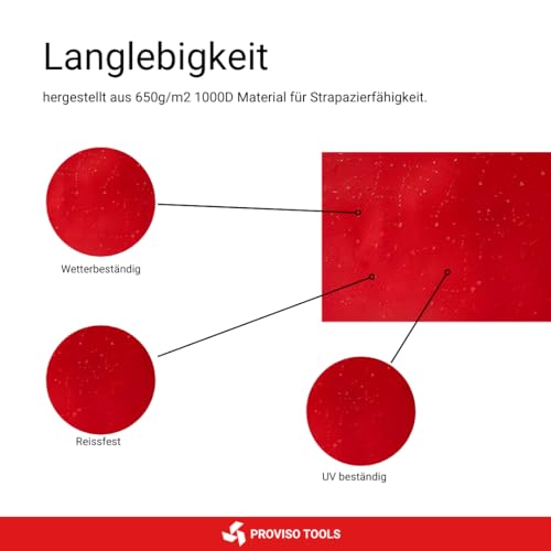 PROVISO TOOLS Rote Fahne Überlänge nach StVo §22, Warnflagge, rote Flagge, Ladungssicherung, Warnfahne, rote Fahne für Transport mit Gummiseil - 30x30cm