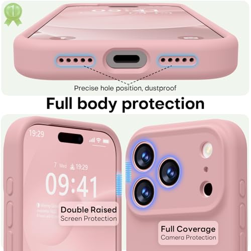 Image of LOVE 3000 Designed for iPhone 17 Pro Max Case, Premium Silicone [Compatible with Magsafe][Soft Anti-Scratch Microfiber Lining] Shockproof Protective Phone Case for Men Women 6.9 inch, Pink Sand