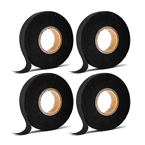 4 Pièces Ruban Adhésif Isolant Noir, 19 mm x 20 m Ruban Tissé Ruban Adhésif Imperméable Duct Tape pour Faisceaux de Câbles Ruban Adhésif Électrique Cover