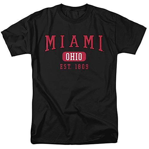 Miami University Official Established Date Unisex Adult T-Shirt, Black, Small