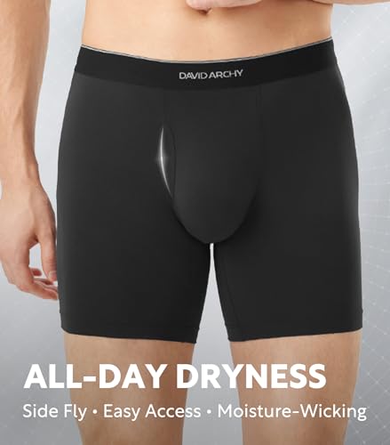 Image of DAVID ARCHY Mens Underwear Breathable Silky Soft Modal Boxer Briefs for Men Pack 4, Wide Waistband No Ride Up