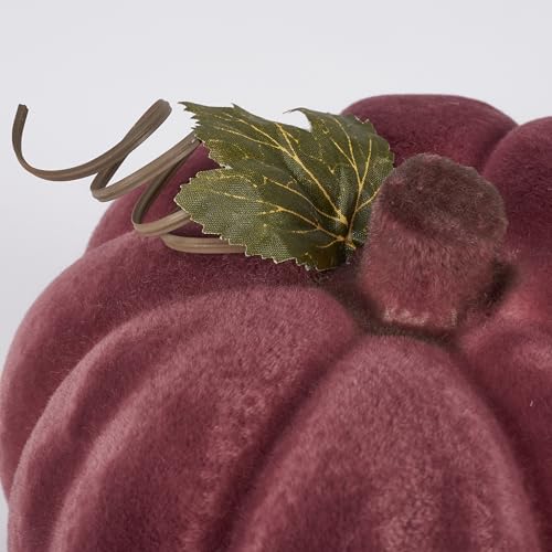 Calabaza borgoña flocada ideal para centros de mesa de comedor 5