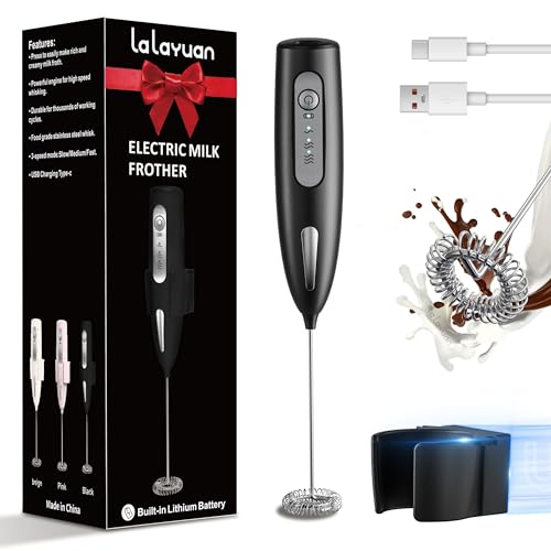 Electric Milk Frother with Stand and USB Rechargeable