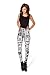 Sister Amy Women's Digital Skull Printted Ankle Elastic Tights Legging Daily Newspaper US XL