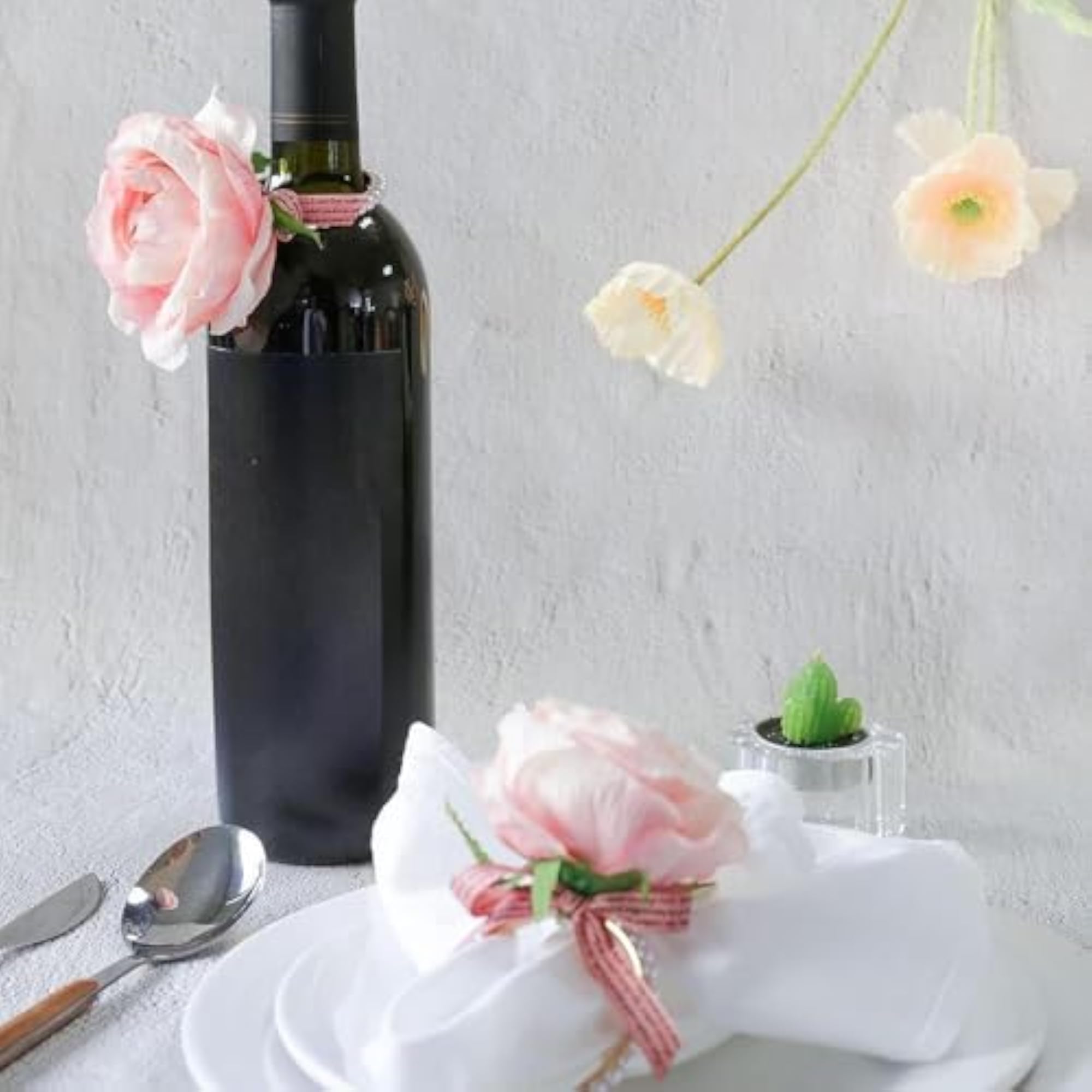 5Pcs Pink Flower Napkin Rings for Festivals and Dining