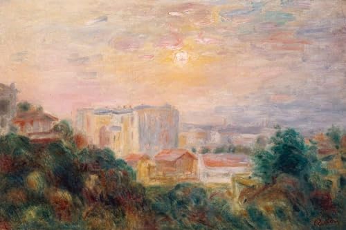 Póster de lienzo Vue de Montmartre de Pierre Auguste Renoir cuadro de pared 60x90cm