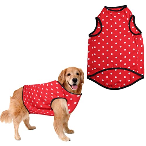 Image of Sage Square Crazy Printed Dog T-Shirt, Trending Dog T-Shirt, Ultra Soft & Light Weight, Comfortable & Breathable Dog Apparel, Trendy Outfit (Polka Red) (XXSmall - 10inch)