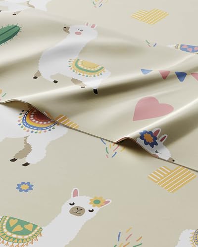 Image of Kids Queen Size Llamas Bed Sheets - 4 Piece Kids Llamas Sheet Set | Llamas Themed Bedding, Ultra-Soft, Cute & Cozy, Breathable & Machine Washable, Kids Bed Set for Boys, Girls, Teens & Toddlers
